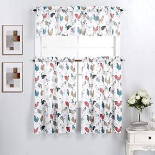 Indvendige tendenser 3 stykke k?kkenvindue Gardinpanelniveauer og valance s?t (36 """" Tiers s?t flerfarvede roosters)