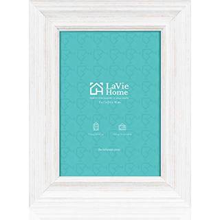 Lavie Home 5x7 Billedrammer (1 Pack Distressed White) Rustik fotoramme s?t med high definition glas til v?gmontering og bordplade
