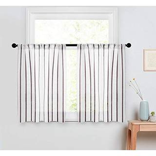 Mrtrees k?kkengardiner stribet semi-sheer niveau gardiner bondeg?rd pinstripes linned tekstureret korte caf?gardin paneler til badev?relse stue r