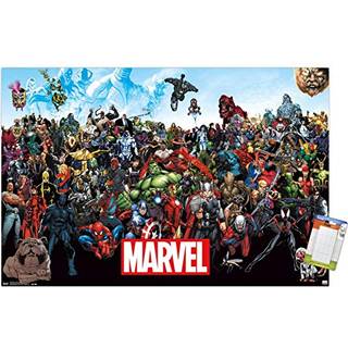 Trends International Marvel Comics - The Marvel Lineup Wall Poster 22.37 """" X 34.00 """" Premium Poster & Mount Bundle