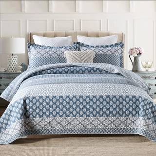 Dduoxin blomster quilt king size - 100% bomuld reversibel konge dyne med 2 pude shams bondeg?rd bl?d konge senget?pper letv?gt king size quilt se