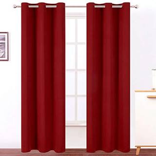 Lemomo Red Thermal Blackout Curtains/38 x 84 tommer/s?t med 2 paneler V?relse m?rkere gardiner til sovev?relse