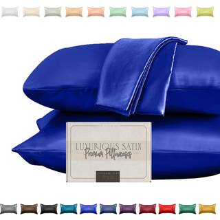 Elegant komfort silkeagtig og luksuriøs 2-delt satin pudebetræk sæt til sundere hud og hår skjult lynlås lukning og smukt pakket satin pillowcase
