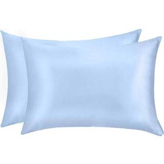 Jocoku 100% Mulberry Silk Pillowcases Sæt af 2 til hår og hud og superblød og åndbar queen silke silkepudebetræk (Queen Blue)