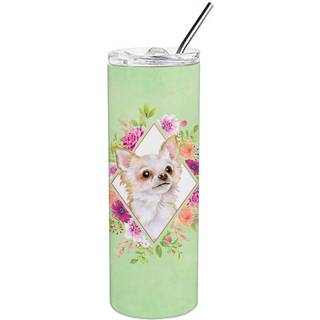"""" Carolines skatte lange hår chihuahua grønne blomster dobbeltvægget rustfrit stål 20 oz tynd rejseisoleret tumblere multicolor """"