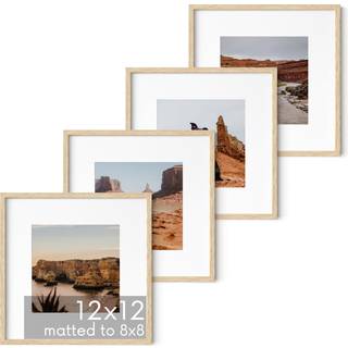 Haus og nuancer Solid Oak Wood 12 X12 Billedrammer matet til 8 x8 sæt med 4-12x12 Standard firkantede billedrammer 12x12 fotogalleri vægramme sæt