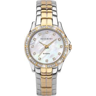 Accurist Quartz Mother of Pearl Dial Gold/Silver Stainless Steel Bracelet Womens Watch 8334