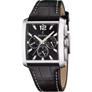 Festina Herreur Chrono Timeless, Sort skive, Stål