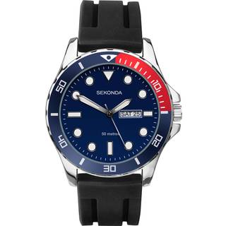 Sekonda Pepsi Dive Style Quartz Blue Dial Rubber Strap Men's Watch 1687