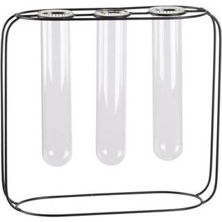 Urban Trends kollektion 59304 Metal klynge h?ngende Bud Vase Holder med 3 store glasr?r vaser p? rund stativ coated Finish - Sort