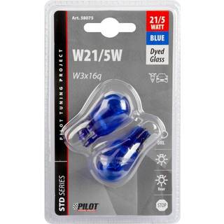 Pære 12V 21/5W - Super White Glassokkel W3x16q - 2 Stk