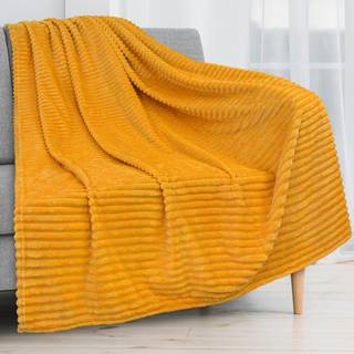 Pavilia super bl?d fleece kast t?ppe gul sennep Luksus fuzzy plys flanel kast varm hyggeligt ribbed mikrofiber t?ppe til sofa sofa seng letv?gt s