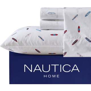 Nautica - Twin XL Sheets Cotton Percale Bedding Set Casual Home Decor (High Surf Navy Twin XL)