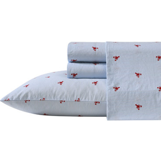 Nautica - Queen Sheets Cotton Percale Bedding Set Casual Home Decor (Lobster Walk Red Queen)