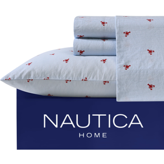 Nautica - Twin Sheets Cotton Percale Bedding Set Casual Home Decor (Hummer Walk Red Twin)
