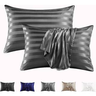MR & HM Satin Pillowcase til hår og hud silke satin pudebetræk 2 pakke king size pude sager sæt med 2 silkeagtigt pudebetræk med konvolutlukning