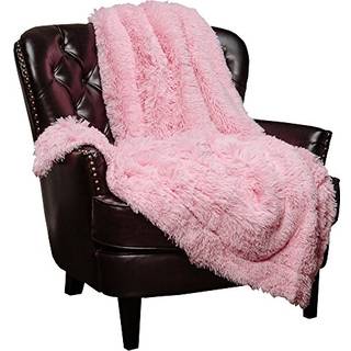 Chanasya Premium solid faux lang pelskast t?ppe - bl?dt fuzzy kast t?ppe - til seng eller sofa - 60 """" x 70 - lyser?d