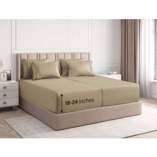 Ekstra Deep Split King Sheet Set - 7 Piece Breathable & Cooling Sheets - Hotel Luxury Bedark Set - Easy & Secure Fit - Soft Wrinkle Free & Comfy