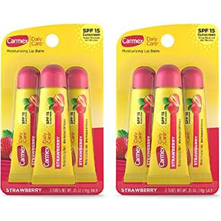 Carmex Daily Care Moisturizing Lip Balm med SPF 15 Strawberry Lip Balm Tube 0,35 oz hver - 3 tæller (pakke med 2)