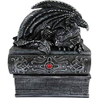 DWK """" Forstyr ikke """" Sleeping Dragon Pewter Decorative Stash Box Jewelry Holder Dragon Decor til dit hjemmekontor og boghylde dekorativ kasse m