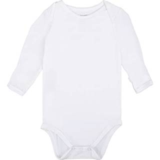 Hvide bodysuits bl?d bambus baby ?t stykke lang?rmet bodysuit til piger dreng 18-24 m?neder