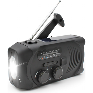 SiGN Crank radio med solceller, lommelygte og 2000mAh Powerbank