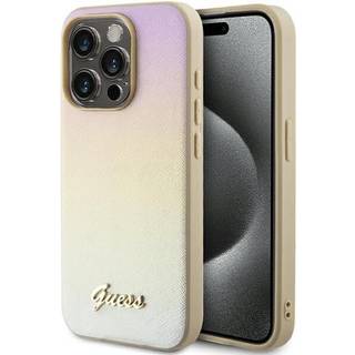 iPhone 15 Pro Max Guess Iridescent Metal Script Hybrid Cover - Guld