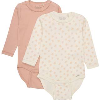 Minymo 2-pak GOTS Babybodyer Peach Beige 56 cm  Lyserød  56 cm  Unisex