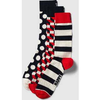Navy 3-Pack Fun & Colorful Crew Socks - Navy, White, Red - 41-46