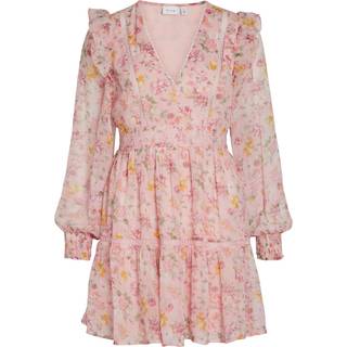 VILA Viroman New V-neck L/S Short Dress Misty Rose AOP:FLOWER 40