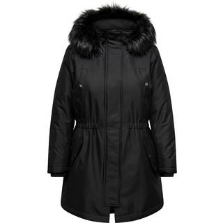 Parka Coat med sort aftagelig pelskant fra Only Carmakoma, størrelse M (46-48)