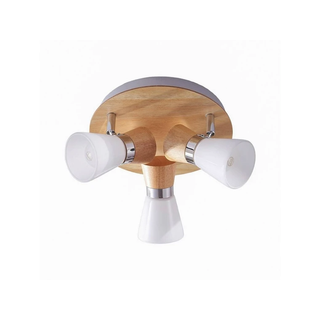 Lindby loftlampe Vivica, Ø 26 cm, krom, glas, træ
