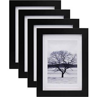 EGOFINE 5X7 Billeder Rammer 4 stk - Lavet af massivt tr? d?kket af plexiglass matet til 4x6 og 35x5 til bordplade og v?gmontering af fotoramme so