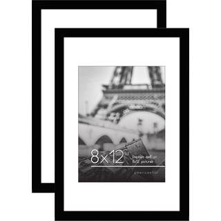 AmericanFlat 8x12 Billedramme i sort - s?t af 2 - Brug som 6x8 billedramme med Mat eller 8x12 ramme uden Mat - Inkluderer Sawtooth h?ngende hardw