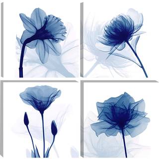 Pyradecor stor bl? flimrende blomster moderne abstrakte malerier l?rred v?gkunst galleri indpakket n?de blomsterbilleder p? l?rred tryk 4 paneler