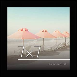 AmericanFlat 7x7 Billedramme i sort - konstrueret tr?ramme med knust -resistent glas og staffeli - firkantet billedramme til v?g og bordplade dis