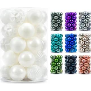 AMS 2.36 ''/60mm 34ct Christmas Ball Stor ornamenter Party Decorations Shatternsof Festival Pendant Hangings til Xmas Tree Decor (60mm White)