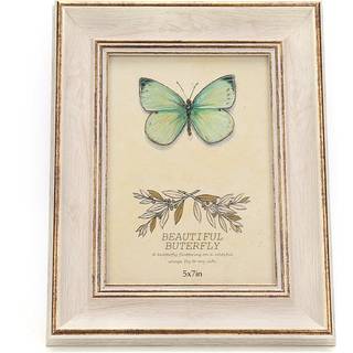 5x7 tommer vintage f?ler rustik billedramme til bordplade eller v?g h?ngende med glasfront (5 """" x7 """" hvid)