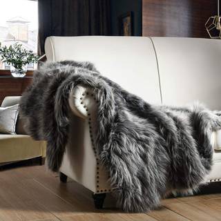 Luksus faux pels kast t?ppe gr? og sort h?j bunke blandet kast t?ppe super varm fuzzy elegant fluffy dekoration t?ppe t?rkl?de til sofa sofa og s