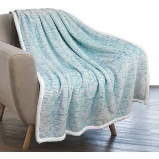 Pavilia melange teal bl? sherpa t?ppe kaste sofa varmt bl?dt hyggeligt reversibelt t?ppe sofa seng tyk plys stor fleece bil t?ppe dekorativ hjem