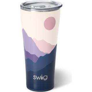 Swig Life 32oz isoleret tumbler rejser kaffetumbler med l?g kop holdervenlig rejse kaffekrus rustfrit st?l termos med l?g (m?ne glans)