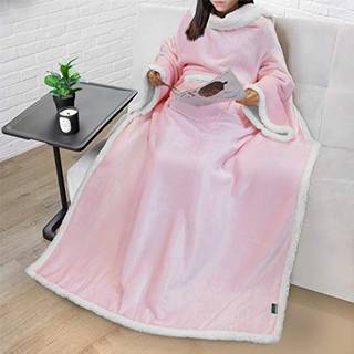 Pavilia sherpa fleece t?ppe med ?rmer kvinder m?nd voksen b?rbart t?ppe varmt bl?d plys tyk snuggle lomme ?rmer tv kast wrap hyggelige ideer mor