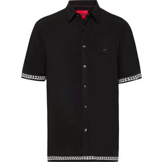 HUGO Herren Kurzarmhemd schwarz Straight Fit