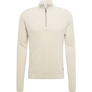 Blend Blend Cream 100% Cotton Quarter Zip Knitted Sweat Jumper
