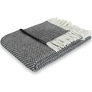 Uldplaid med finkæmmet uld - 130x200 cm - Blødt uldtæppe med antracit zigzag mønster - By Borg plaid