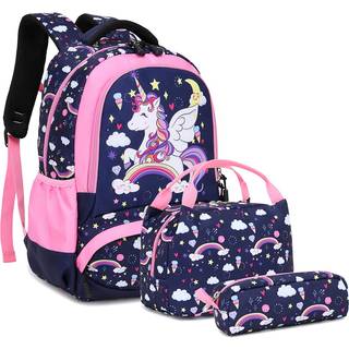 Meisohua Unicorn School rygs?k til piger tegneserie rygs?k til b?rns skoletaske 3stk s?t med frokost og blyant taske