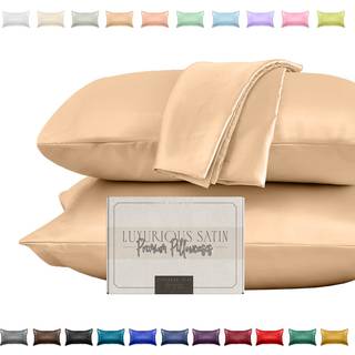 Elegant komfort silkeagtig og luksuriøs 2-delt satin pudebetræk sæt til sundere hud og hår skjult lynlås lukning og smukt pakket satin pillowcase