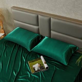 HOMMXJF Blackish Green Satin Pillowcase Queen Størrelse Sæt på 2 til hår og hud Blackish Green Silk Pillowcase Breathable Pillowcase med konvolut