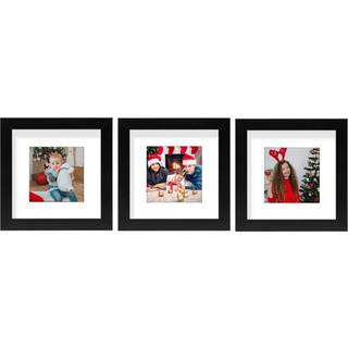 Golden State Art Smartphone Instagram Frames Collection S?t p? 3 6x6 tommer firkantet fototrammer med hvidt fotom?t og ?gte glas til 4x4 foto sor