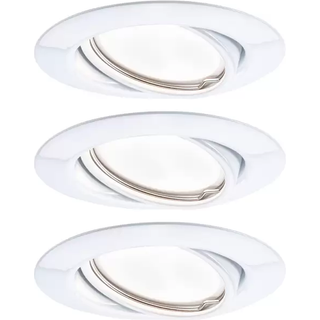 Paulmann Base LED-spot, 3x, 3-step-dim hvid Base, dæmpbar, Hvid/opal, Stue/spisestue, Metal, Moderne, Runde downlight